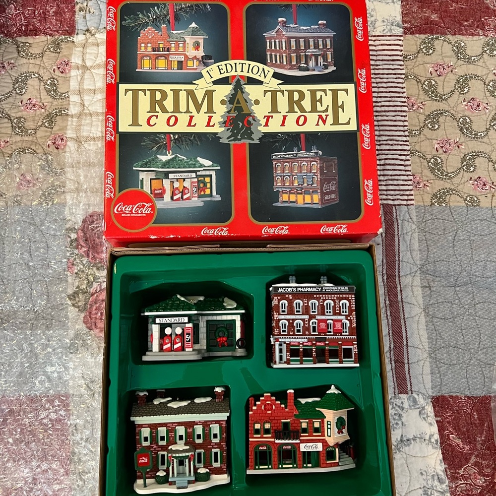 1991 Coke Cola trim a tree Christmas Ornaments in box